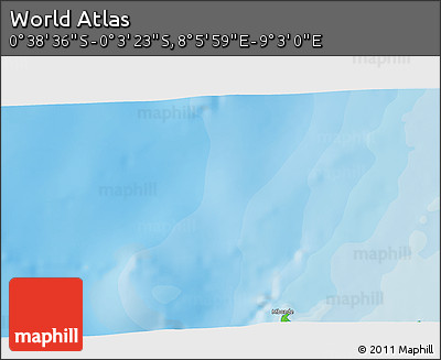 Political 3D Map of the Area around 0° 21' 0" S, 8° 34' 29" E