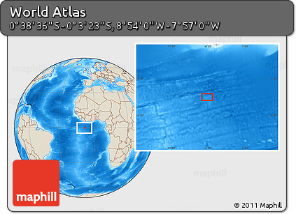 Shaded Relief Location Map of the Area around 0° 21' 0" S, 8° 25' 30" W
