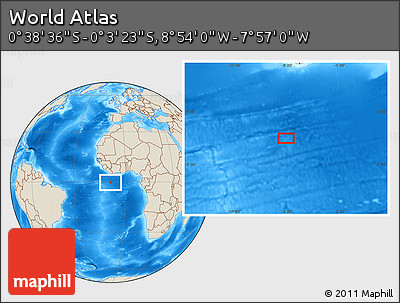Shaded Relief Location Map of the Area around 0° 21' 0" S, 8° 25' 30" W