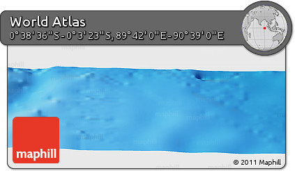 Shaded Relief Panoramic Map of the Area around 0° 21' 0" S, 90° 10' 30" E