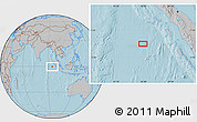 Gray Location Map of the area around 0° 21' 0" S, 94° 25' 30" E, hill shading