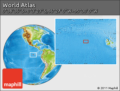 Physical Location Map of the Area around 0° 21' 0" S, 95° 58' 29" W