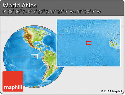 Physical Location Map of the Area around 0° 21' 0" S, 95° 58' 29" W