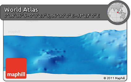 Shaded Relief Panoramic Map of the Area around 0° 21' 0" S, 96° 58' 29" E