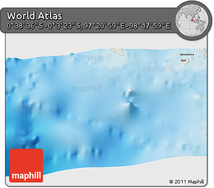 Shaded Relief 3D Map of the Area around 0° 21' 0" S, 97° 49' 29" E