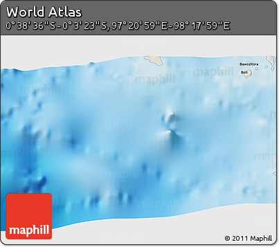 Shaded Relief 3D Map of the Area around 0° 21' 0" S, 97° 49' 29" E