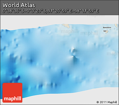 Shaded Relief 3D Map of the Area around 0° 21' 0" S, 97° 49' 29" E