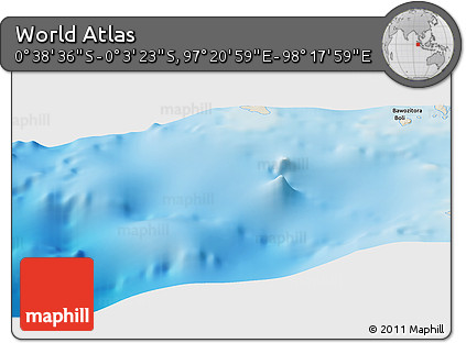 Shaded Relief Panoramic Map of the Area around 0° 21' 0" S, 97° 49' 29" E