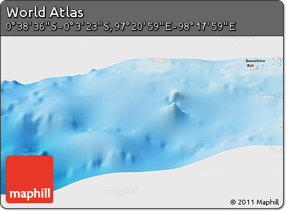 Shaded Relief Panoramic Map of the Area around 0° 21' 0" S, 97° 49' 29" E