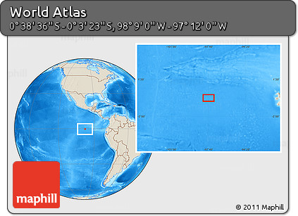 Shaded Relief Location Map of the Area around 0° 21' 0" S, 97° 40' 30" W
