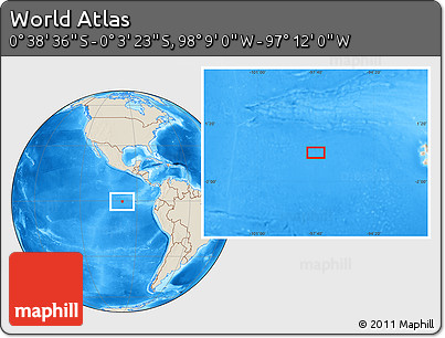 Shaded Relief Location Map of the Area around 0° 21' 0" S, 97° 40' 30" W
