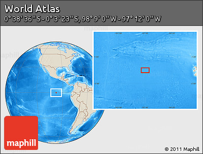 Shaded Relief Location Map of the Area around 0° 21' 0" S, 97° 40' 30" W