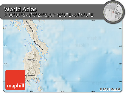 Shaded Relief Map of the Area around 0° 21' 0" S, 98° 40' 30" E