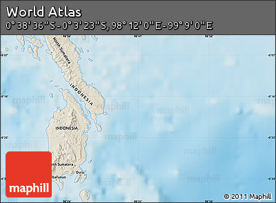 Shaded Relief Map of the Area around 0° 21' 0" S, 98° 40' 30" E
