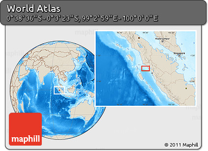 Shaded Relief Location Map of the Area around 0° 21' 0" S, 99° 31' 30" E