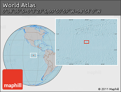 Gray Location Map of the Area around 0° 21' 0" S, 99° 22' 30" W, hill shading