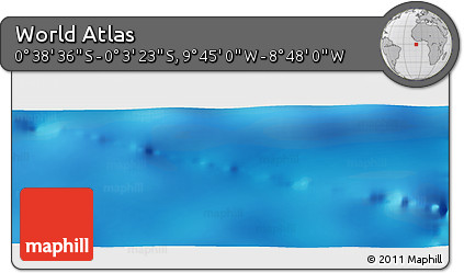 Shaded Relief Panoramic Map of the Area around 0° 21' 0" S, 9° 16' 30" W