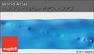 Shaded Relief Panoramic Map of the Area around 0° 21' 0" S, 9° 16' 30" W