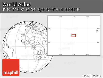 Blank Location Map of the Area around 0° 52' 31" S, 0° 55' 29" E