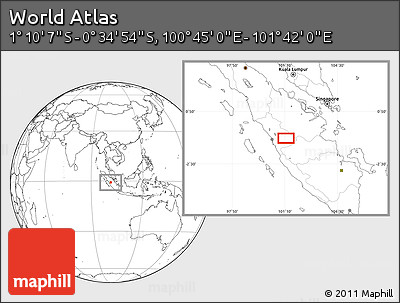 Blank Location Map of the Area around 0° 52' 31" S, 101° 13' 29" E