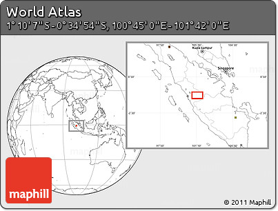 Blank Location Map of the Area around 0° 52' 31" S, 101° 13' 29" E