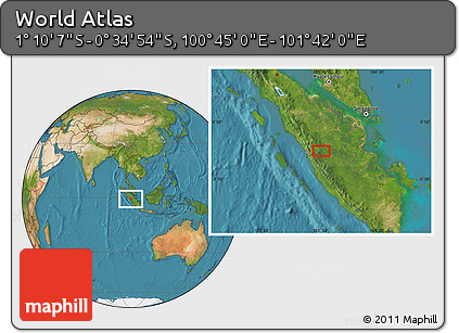 Satellite Location Map of the Area around 0° 52' 31" S, 101° 13' 29" E