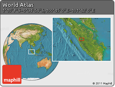 Satellite Location Map of the Area around 0° 52' 31" S, 101° 13' 29" E