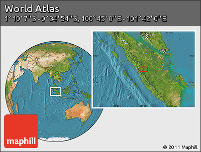 Satellite Location Map of the Area around 0° 52' 31" S, 101° 13' 29" E