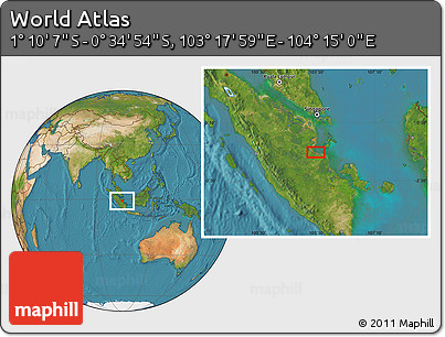 Satellite Location Map of the Area around 0° 52' 31" S, 103° 46' 30" E