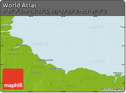 Physical Map of the Area around 0° 52' 31" S, 103° 46' 30" E