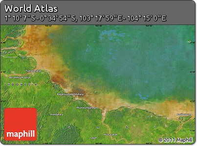Satellite Map of the Area around 0° 52' 31" S, 103° 46' 30" E