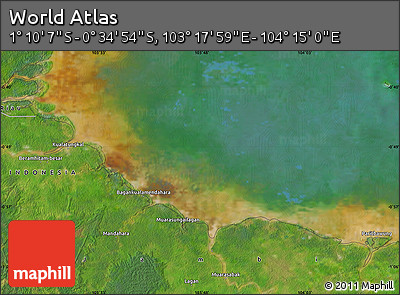 Satellite Map of the Area around 0° 52' 31" S, 103° 46' 30" E