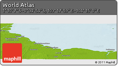 Physical Panoramic Map of the Area around 0° 52' 31" S, 103° 46' 30" E