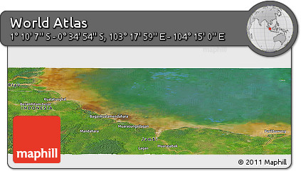 Satellite Panoramic Map of the Area around 0° 52' 31" S, 103° 46' 30" E