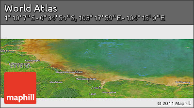 Satellite Panoramic Map of the Area around 0° 52' 31" S, 103° 46' 30" E