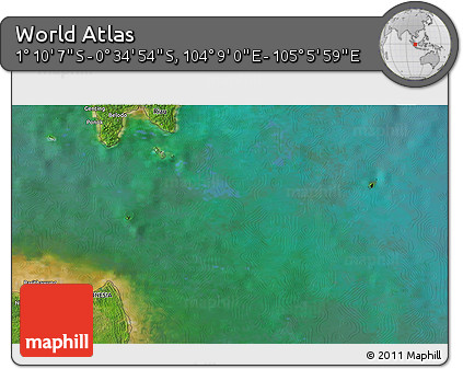 Satellite 3D Map of the Area around 0° 52' 31" S, 104° 37' 30" E