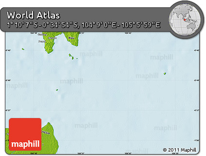 Physical Map of the Area around 0° 52' 31" S, 104° 37' 30" E