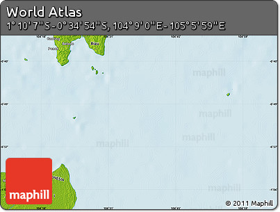 Physical Map of the Area around 0° 52' 31" S, 104° 37' 30" E