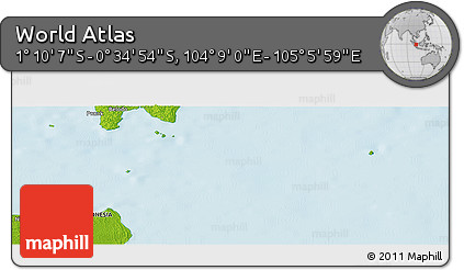 Physical Panoramic Map of the Area around 0° 52' 31" S, 104° 37' 30" E