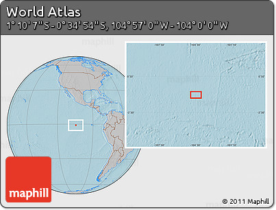 Gray Location Map of the Area around 0° 52' 31" S, 104° 28' 29" W, hill shading