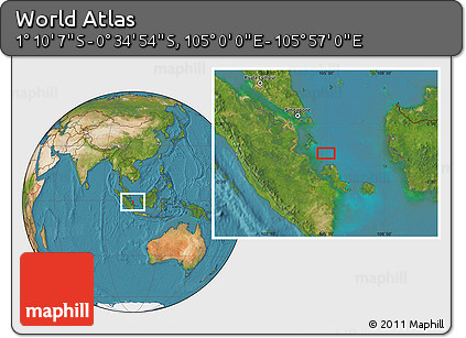 Satellite Location Map of the Area around 0° 52' 31" S, 105° 28' 29" E