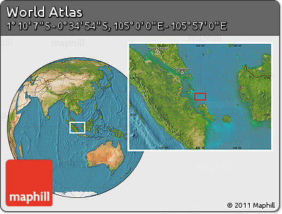 Satellite Location Map of the Area around 0° 52' 31" S, 105° 28' 29" E