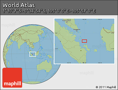 Savanna Style Location Map of the Area around 0° 52' 31" S, 105° 28' 29" E