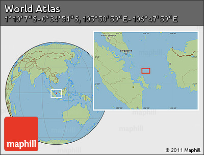 Savanna Style Location Map of the Area around 0° 52' 31" S, 106° 19' 29" E