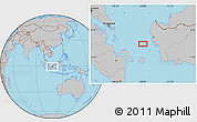 Gray Location Map of the area around 0° 52' 31" S, 108° 1' 30" E