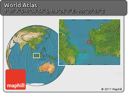Satellite Location Map of the Area around 0° 52' 31" S, 108° 52' 30" E