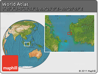 Satellite Location Map of the Area around 0° 52' 31" S, 108° 52' 30" E