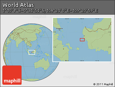 Savanna Style Location Map of the Area around 0° 52' 31" S, 108° 52' 30" E