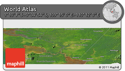 Satellite Panoramic Map of the Area around 0° 52' 31" S, 109° 43' 29" E