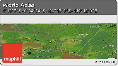 Satellite Panoramic Map of the Area around 0° 52' 31" S, 109° 43' 29" E